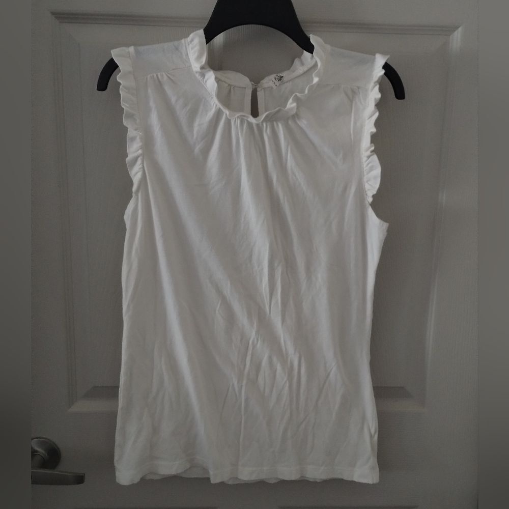 Old Navy Cream Ruffle Trim Blouse Size L